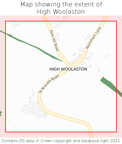 Map showing extent of High Woolaston as bounding box