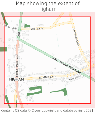 Map showing extent of Higham as bounding box