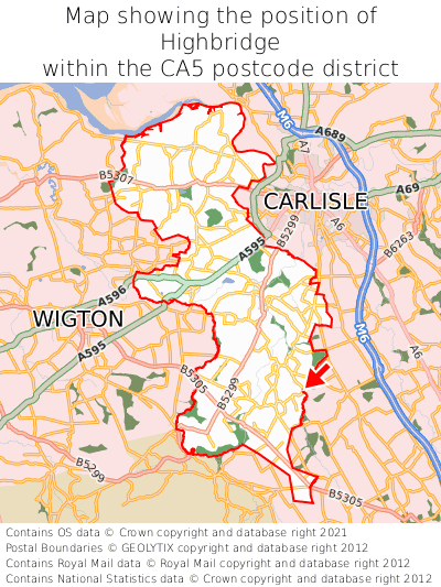 Map showing location of Highbridge within CA5