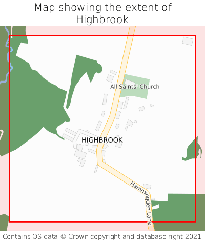 Map showing extent of Highbrook as bounding box