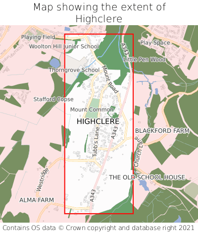 Map showing extent of Highclere as bounding box