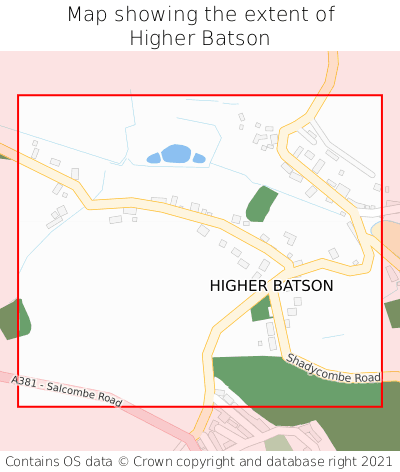 Map showing extent of Higher Batson as bounding box