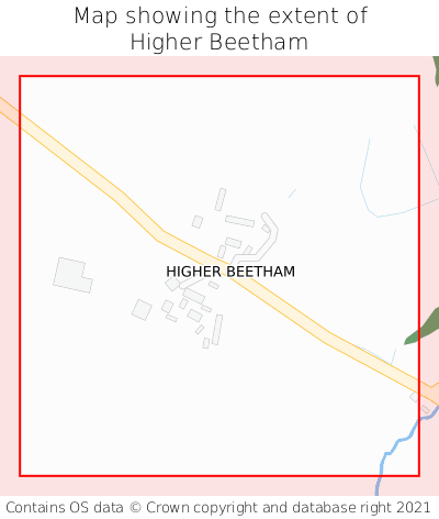 Map showing extent of Higher Beetham as bounding box