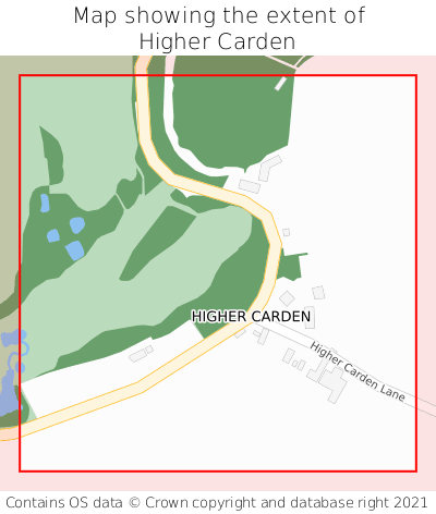Map showing extent of Higher Carden as bounding box