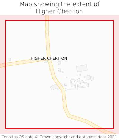 Map showing extent of Higher Cheriton as bounding box