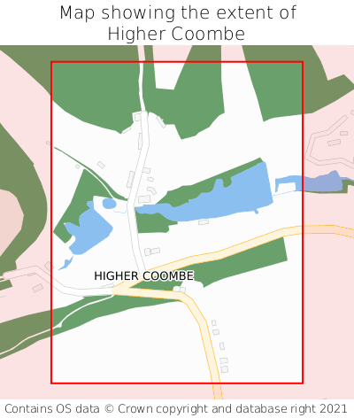 Map showing extent of Higher Coombe as bounding box
