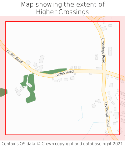 Map showing extent of Higher Crossings as bounding box