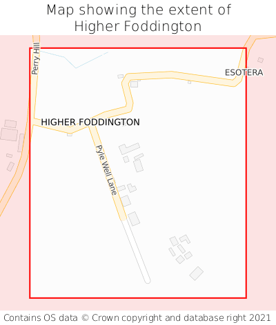 Map showing extent of Higher Foddington as bounding box