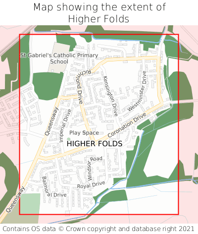 Map showing extent of Higher Folds as bounding box