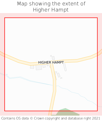 Map showing extent of Higher Hampt as bounding box