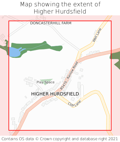 Map showing extent of Higher Hurdsfield as bounding box