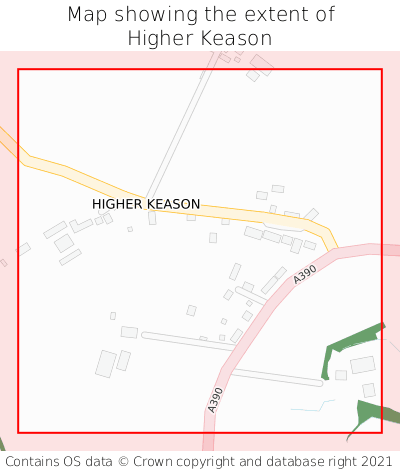 Map showing extent of Higher Keason as bounding box