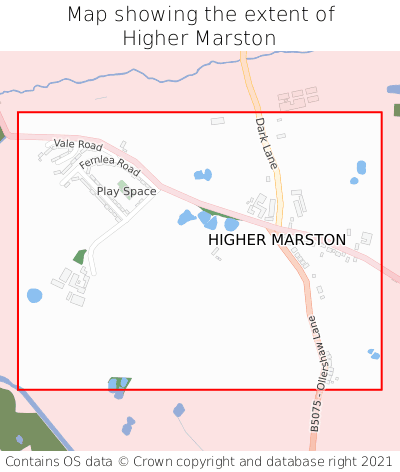 Map showing extent of Higher Marston as bounding box