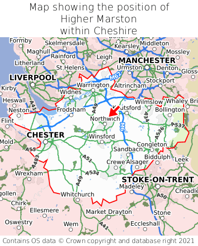 Map showing location of Higher Marston within Cheshire