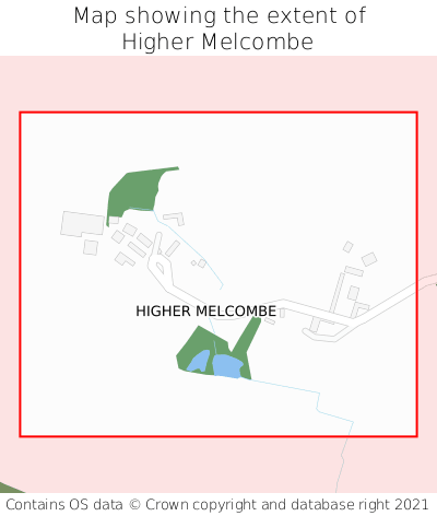 Map showing extent of Higher Melcombe as bounding box