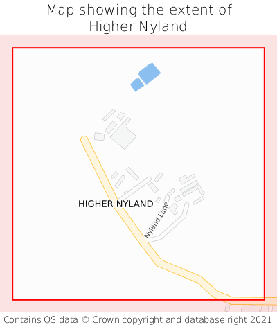 Map showing extent of Higher Nyland as bounding box
