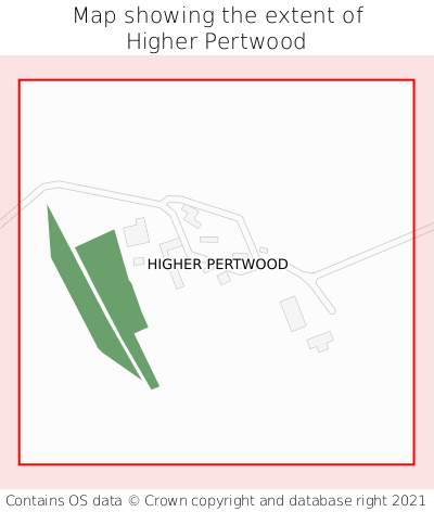 Map showing extent of Higher Pertwood as bounding box