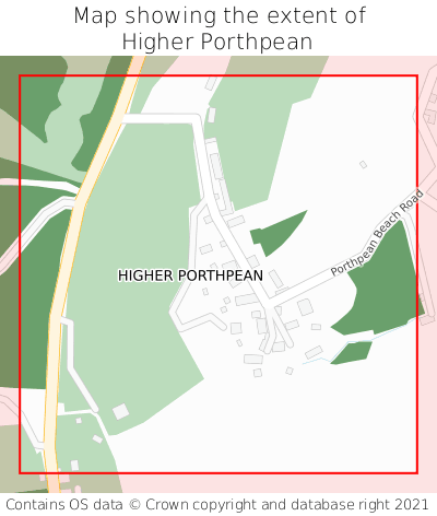 Map showing extent of Higher Porthpean as bounding box