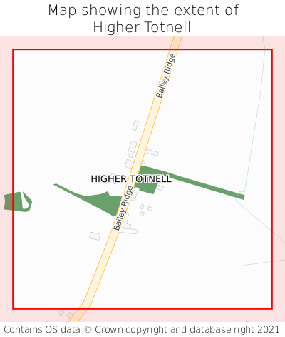 Map showing extent of Higher Totnell as bounding box