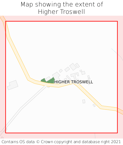 Map showing extent of Higher Troswell as bounding box