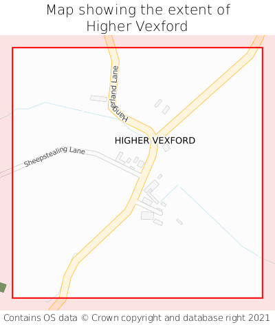 Map showing extent of Higher Vexford as bounding box