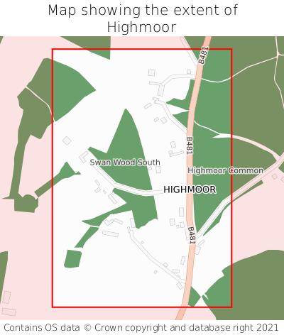 Map showing extent of Highmoor as bounding box