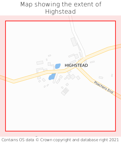 Map showing extent of Highstead as bounding box