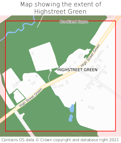 Map showing extent of Highstreet Green as bounding box