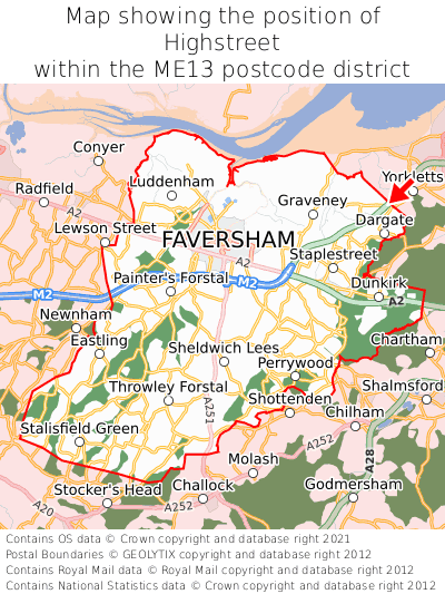 Map showing location of Highstreet within ME13
