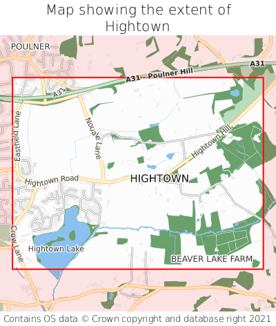 Map showing extent of Hightown as bounding box