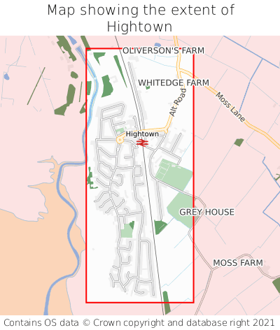 Map showing extent of Hightown as bounding box