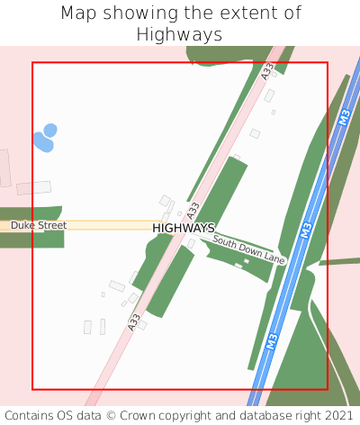 Map showing extent of Highways as bounding box