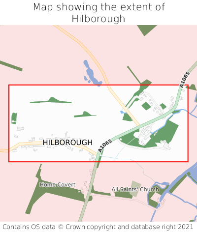 Map showing extent of Hilborough as bounding box