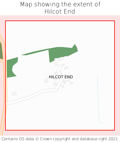 Map showing extent of Hilcot End as bounding box