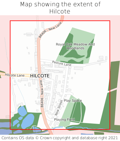 Map showing extent of Hilcote as bounding box