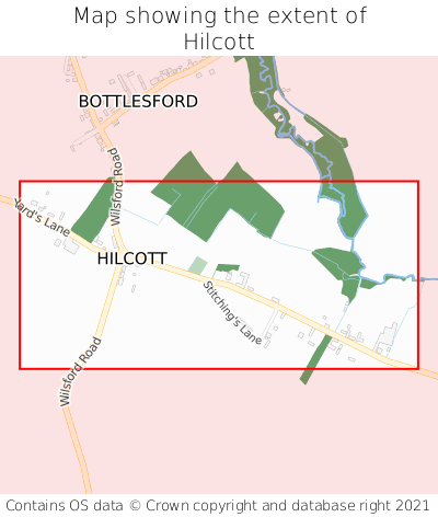 Map showing extent of Hilcott as bounding box