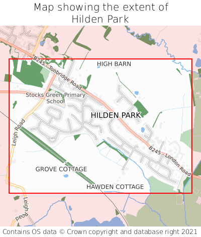 Map showing extent of Hilden Park as bounding box