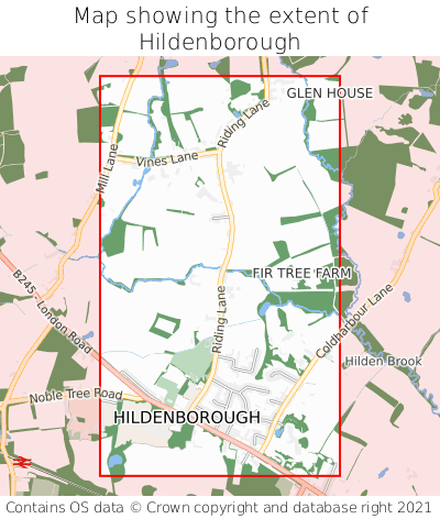 Map showing extent of Hildenborough as bounding box
