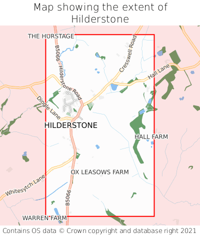 Map showing extent of Hilderstone as bounding box