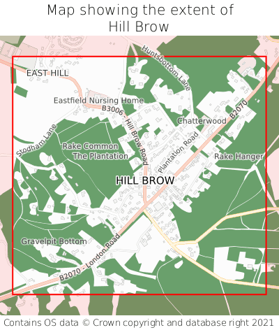 Map showing extent of Hill Brow as bounding box