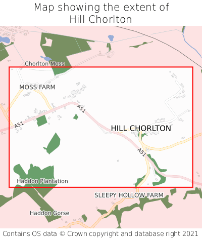 Map showing extent of Hill Chorlton as bounding box