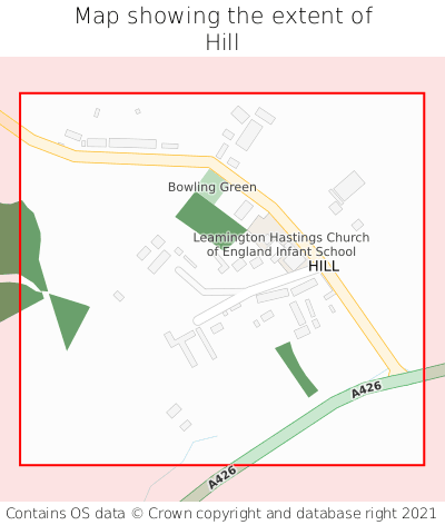 Map showing extent of Hill as bounding box