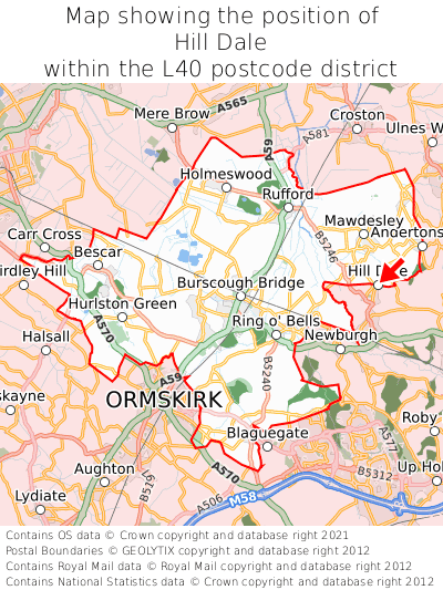 Map showing location of Hill Dale within L40