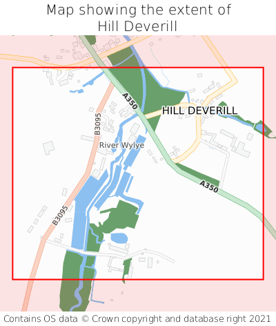 Map showing extent of Hill Deverill as bounding box