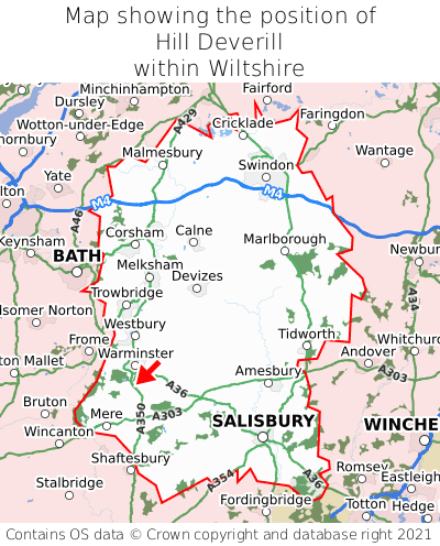 Map showing location of Hill Deverill within Wiltshire