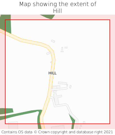 Map showing extent of Hill as bounding box