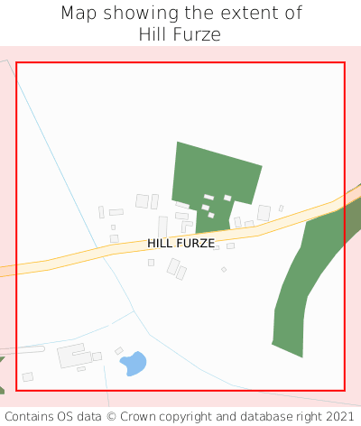 Map showing extent of Hill Furze as bounding box