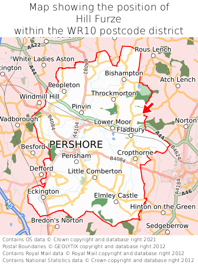 Map showing location of Hill Furze within WR10