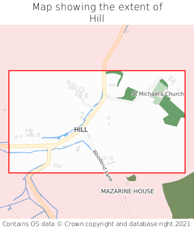 Map showing extent of Hill as bounding box