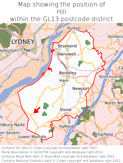 Map showing location of Hill within GL13